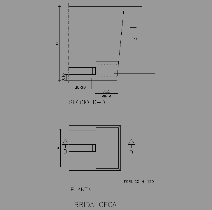 Bloque Autocad Brida ciega